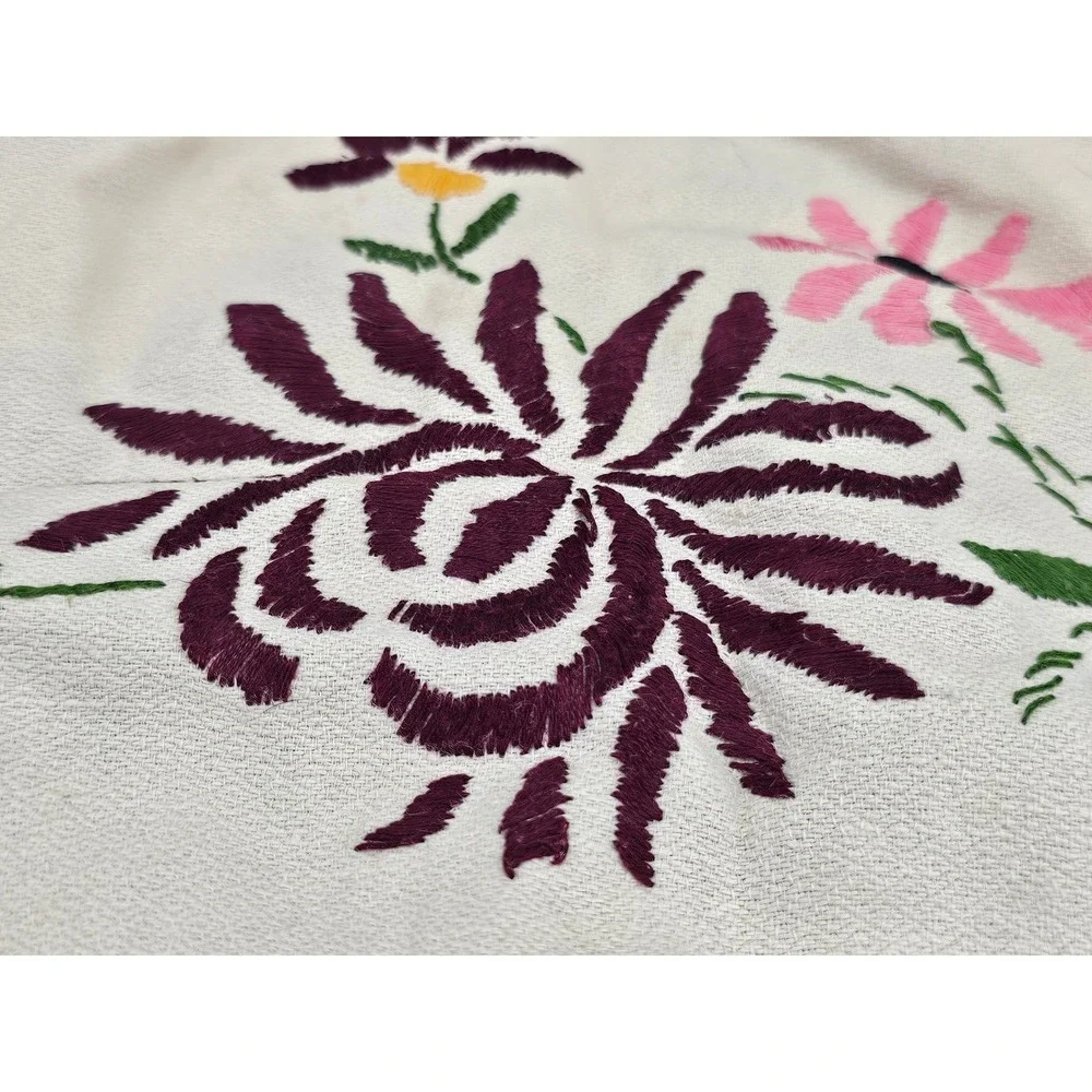 Tea Cozy Cover Cream‎ 1900s Hand Embroidered Floral Antique